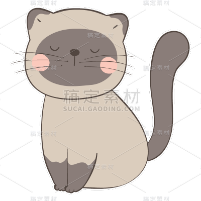 手绘-手帐风动物元素贴纸-猫