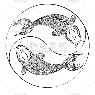 手绘线稿十二星座元素-SVG-双鱼座