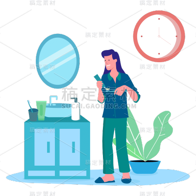 手绘-口腔护理大尺寸贴纸1