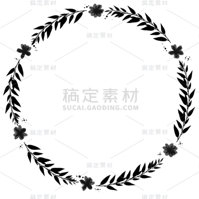 简单装饰型贴纸-花环