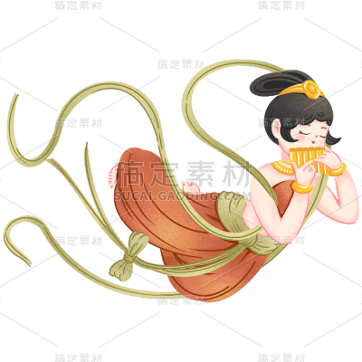 手绘-中国风Q版飞天仙女人物插画8