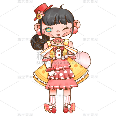 手绘-洛丽塔女生人物插画贴纸6