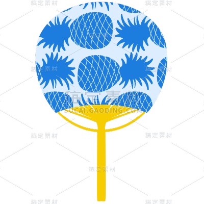 手绘-季节元素贴纸套系svg-扇子