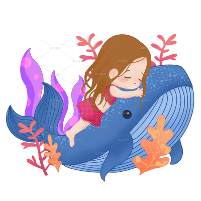 手绘-睡觉女孩人物场景插画贴纸2