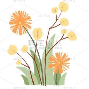 手绘-文艺清新花卉植物元素贴纸10