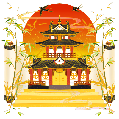 中国风-国潮园林画卷建筑元素1