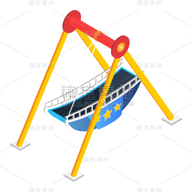 游乐场器材2.5D建筑元素SVG-海盗船