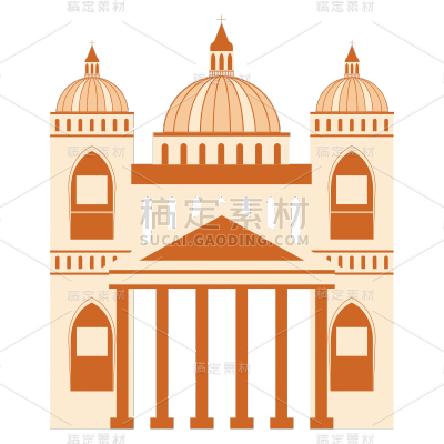 手绘-留学国家景点贴纸