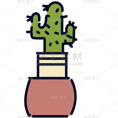 高质量人物插画-仙人掌