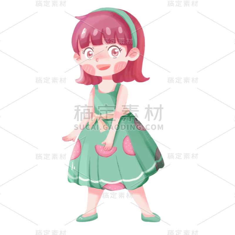 卡通手绘插画小女孩主题