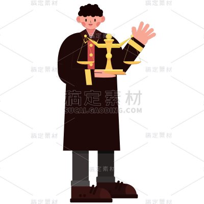 扁平-法官职业形象元素-SVG8