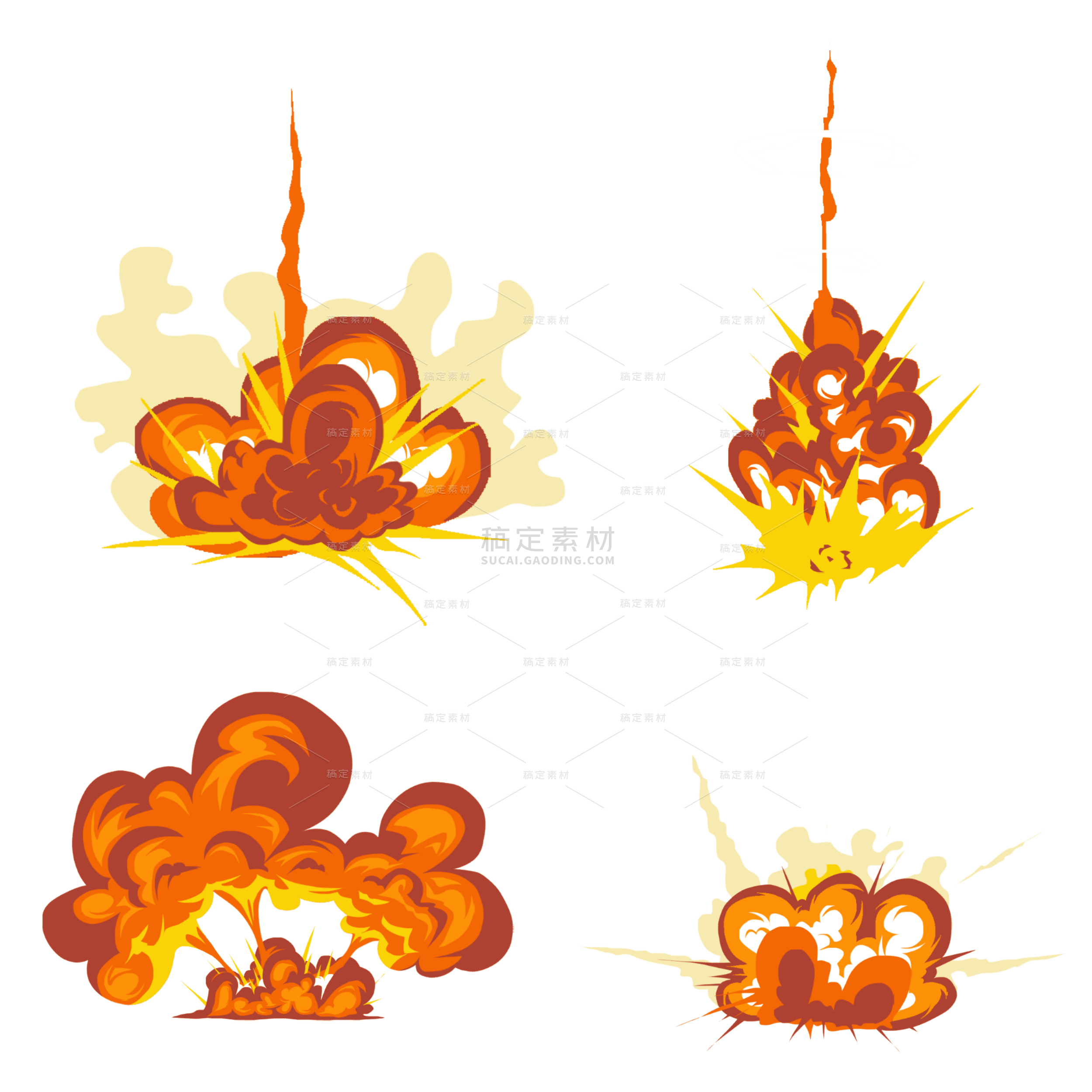 橙色卡通手绘爆炸元素5