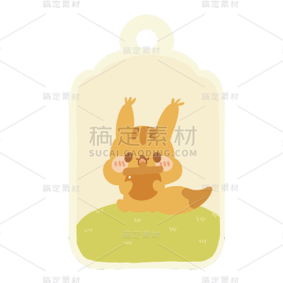 卡通书签动物元素贴纸-松鼠