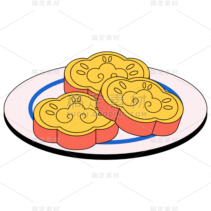 扁平-孟菲斯风元素-SVG-月饼