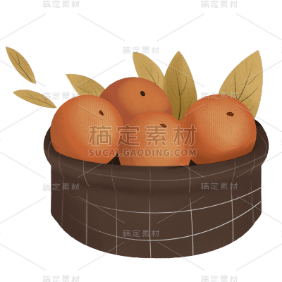 手绘-秋天季节元素贴纸-橘子