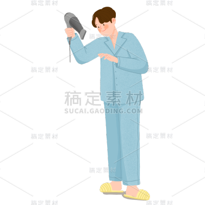 手绘风-人物插画贴纸-男生