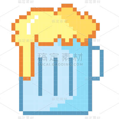 手绘-像素风贴纸套系SVG-啤酒