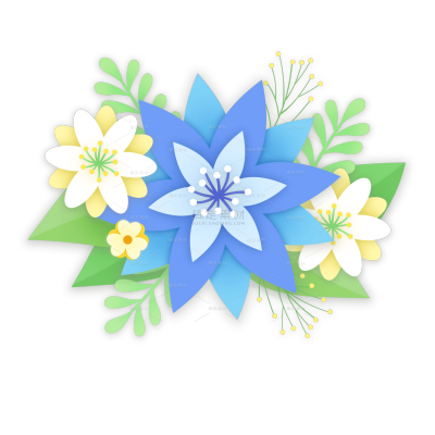 小清新蓝色花朵手绘插画