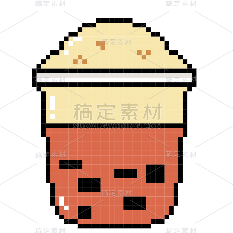 像素风套系贴纸-SVG-珍珠奶茶