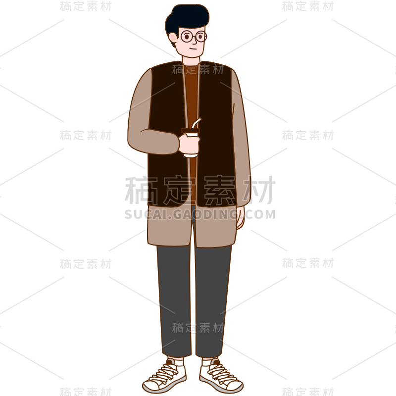 扁平-时尚穿搭男性人物插画-SVG4