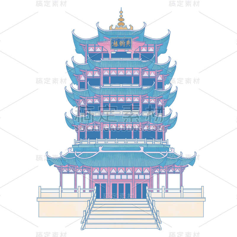 中国风-传统建筑元素插画8