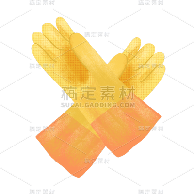 手绘-家居生活清洁用品贴纸-手套