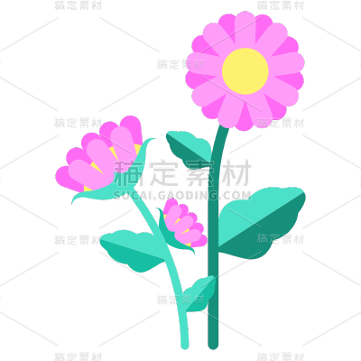 扁平-色块植物花卉元素