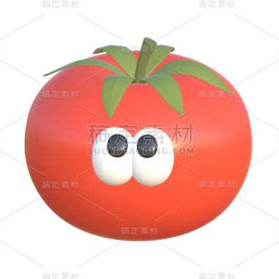 卡通-3D立体美食元素贴纸-番茄