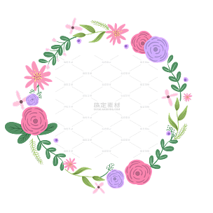 卡通水彩花卉花环边框元素9