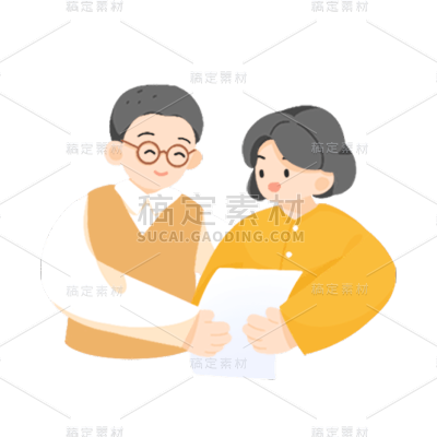 手绘重阳节夫妻读信贴纸