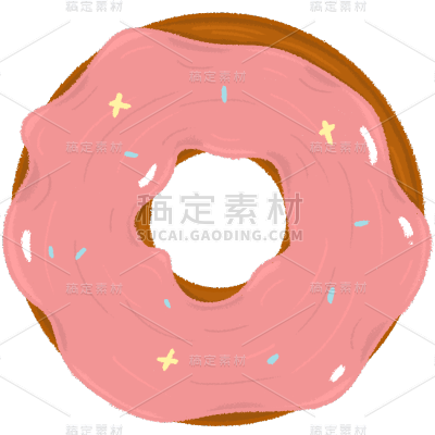 手绘-糕点甜品美食元素贴纸-甜甜圈