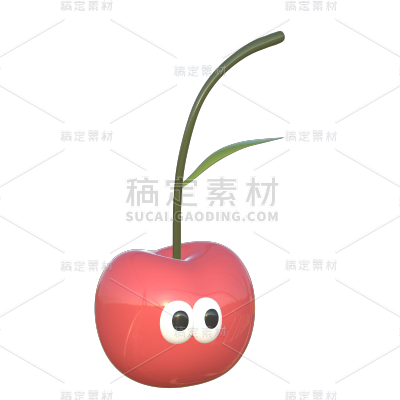 卡通-3D立体美食元素贴纸-樱桃