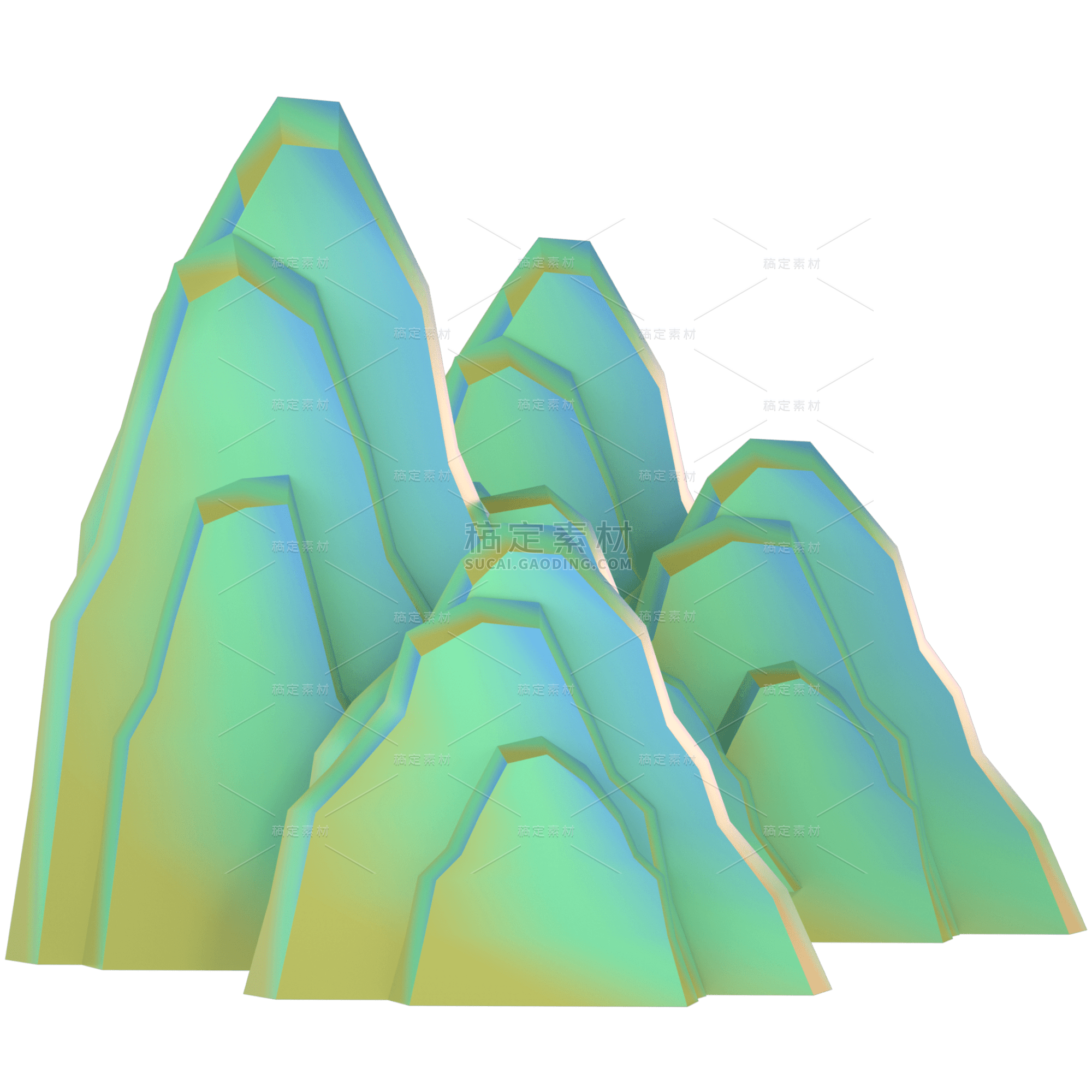 3D国潮-山峰渐变10