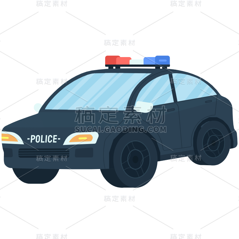 手绘-警车扁平贴纸7