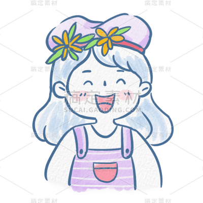 手绘-水彩简笔画少女人物插画7