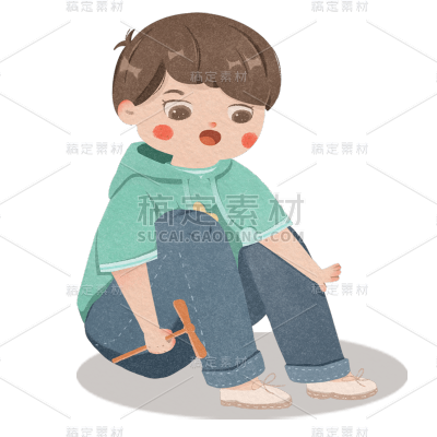 手绘风-儿童节人物插画-男孩