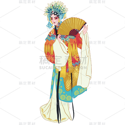 手绘-京剧人物插画贴纸-旦角4