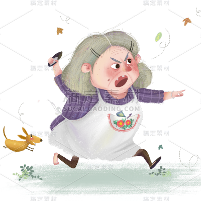 手绘-老人元素人物插画3