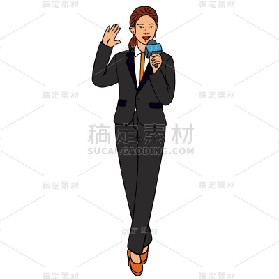 手持麦克风采访手绘贴纸