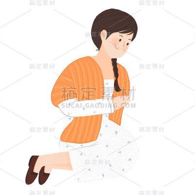 手绘风-人物插画贴纸-女性