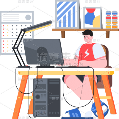 手绘-文化娱乐扁平插画SVG-打游戏