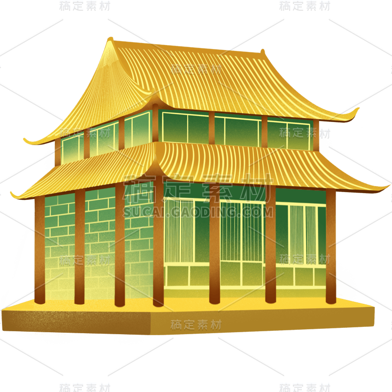 中国风-传统建筑元素插画贴纸1