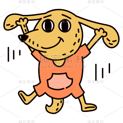 手绘-可爱动物动作贴纸SVG-狗