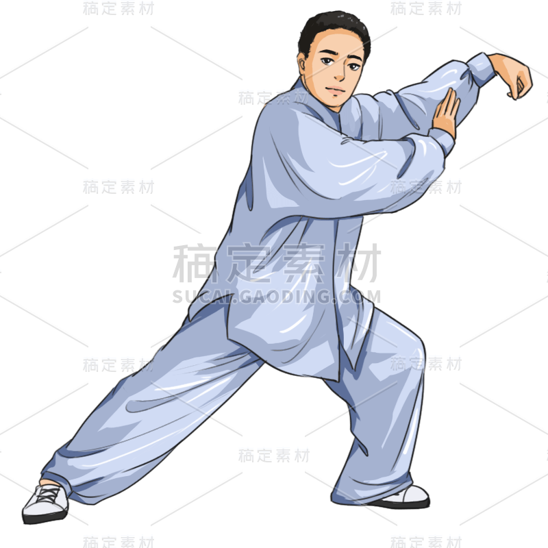 中国风-手绘武术练习人物插画2