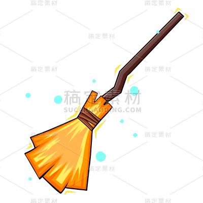 手绘-万圣节氛围节日元素-扫帚