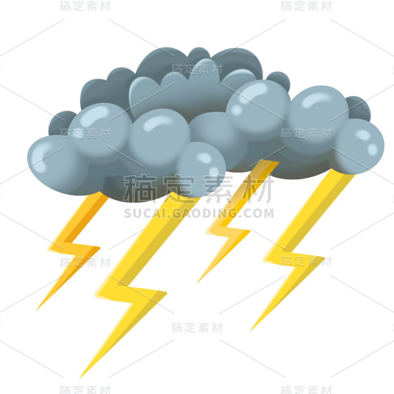 手绘-自然灾害元素-雷雨