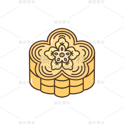 手绘-中秋节氛围元素贴纸-月饼