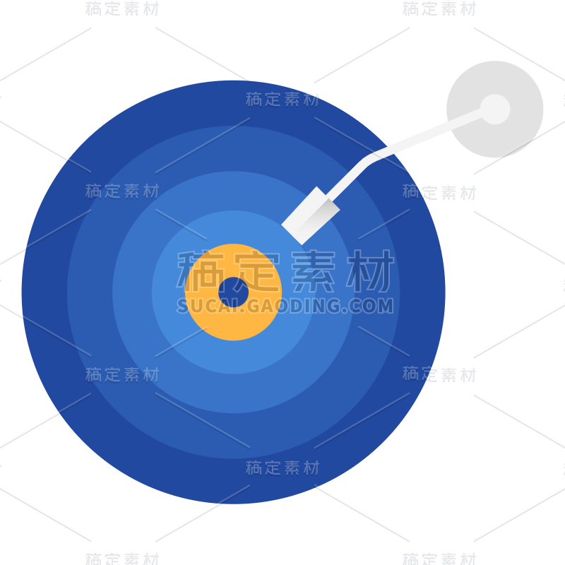 蓝色扁平留声机剪纸音乐元素贴纸