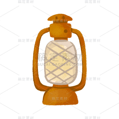 手绘风-生活用品贴纸-煤油灯