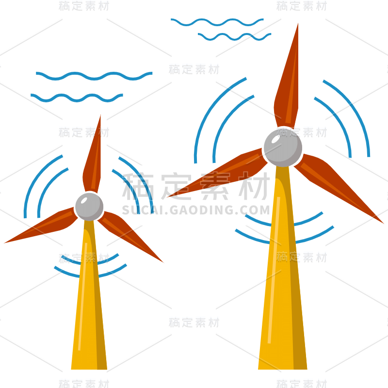 扁平-绿色生产元素-风力发电